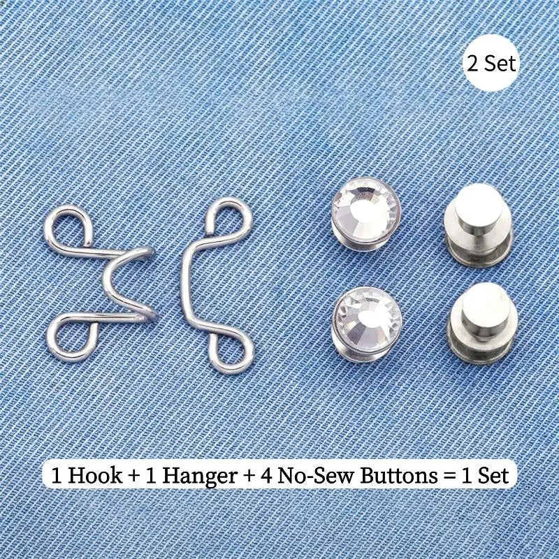No-Sew Jeans Waist Tightener Button Pins – 2/4/8 Sets Waist Adjuster Pins SWANS A7 2set