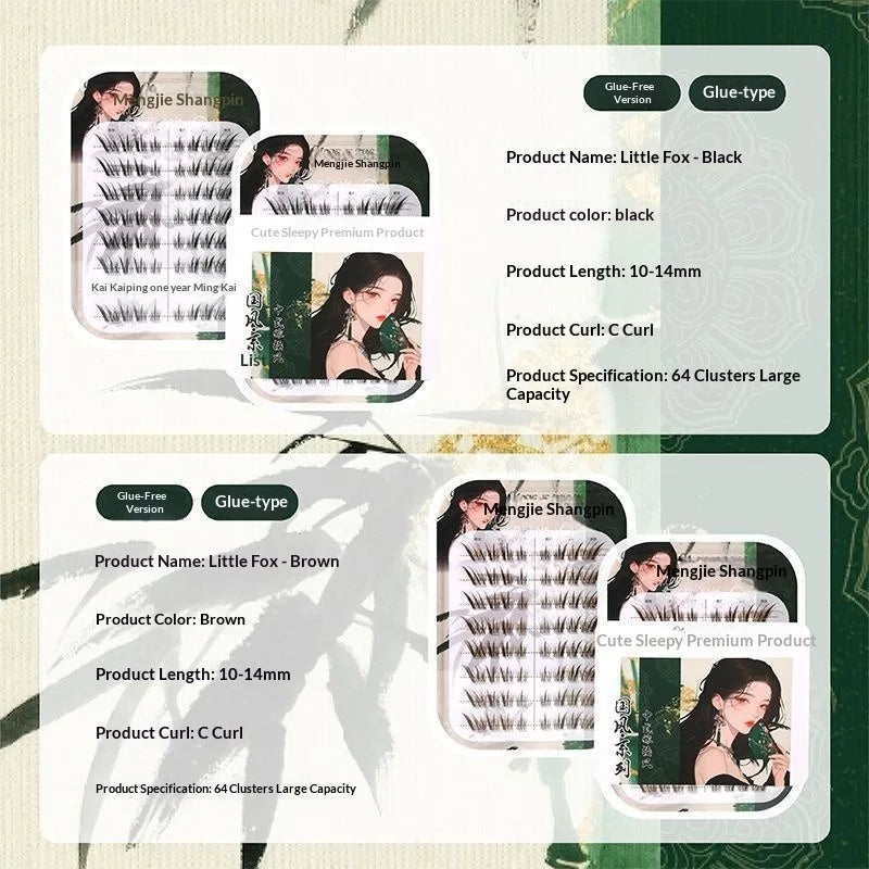 Self-Adhesive Wispy False Lashes – Fox Style No Glue False Eyelashes SWANS