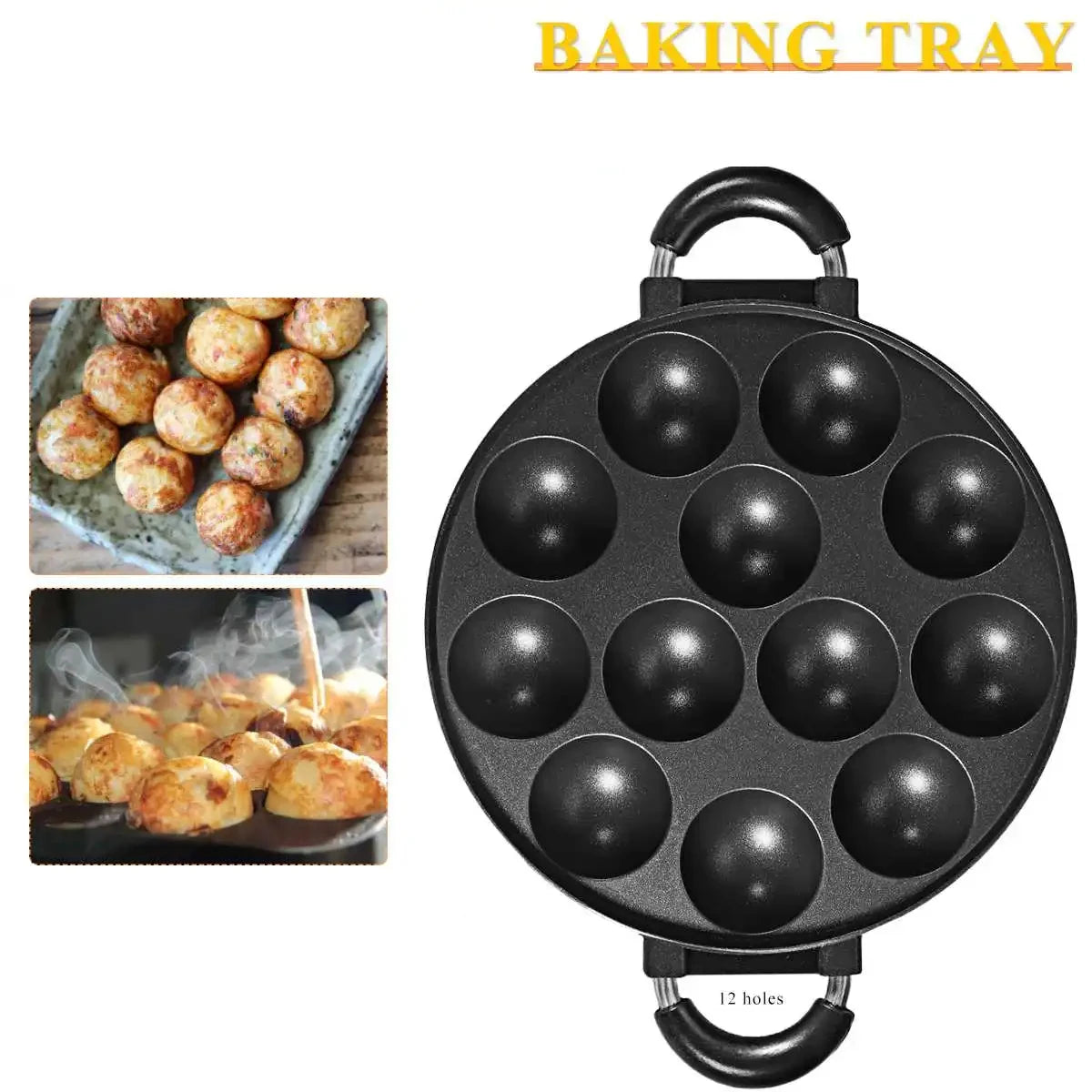 YTYIN 12-Mold Takoyaki Pan – Nonstick Aluminum Alloy Skillet Takoyaki Cooking Pan SWANS