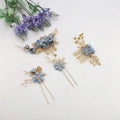 4-Piece Pearl Zircon Bridal Hair Comb Set – Wedding Jewelry Bridal Hair Combs SWANS Blue
