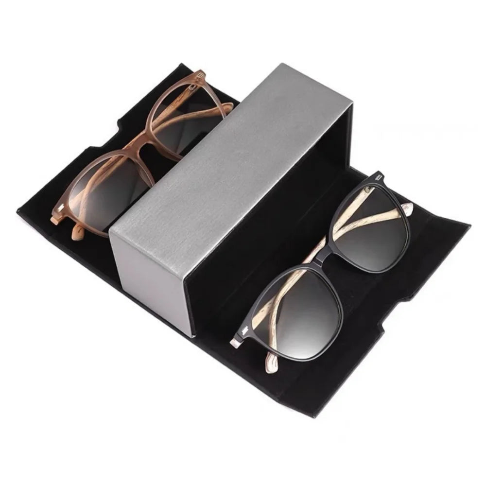Double Layer PU Leather Glasses Case – 2 Pair Eyewear Storage Eyewear Storage Case SWANS