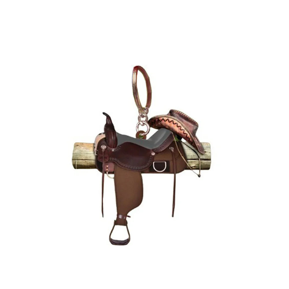 Western Cowboy Saddle Acrylic Keychain Charm Pendant | Horse Gift Acrylic Keychain Charm SWANS E United States