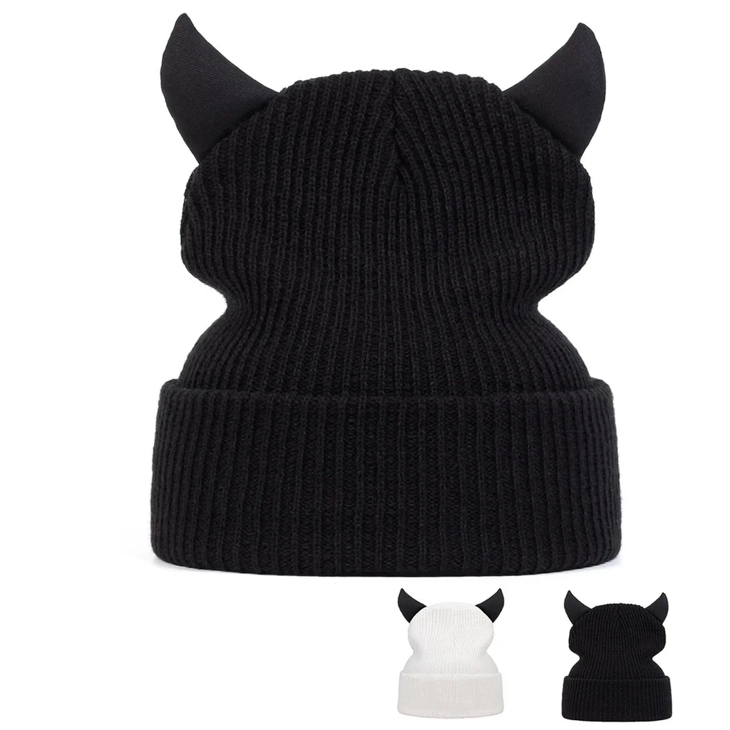 Unisex Bull Horn Beanie Hat – Hip Hop Knit Cap Women & Men Knit Beanie Hat SWANS