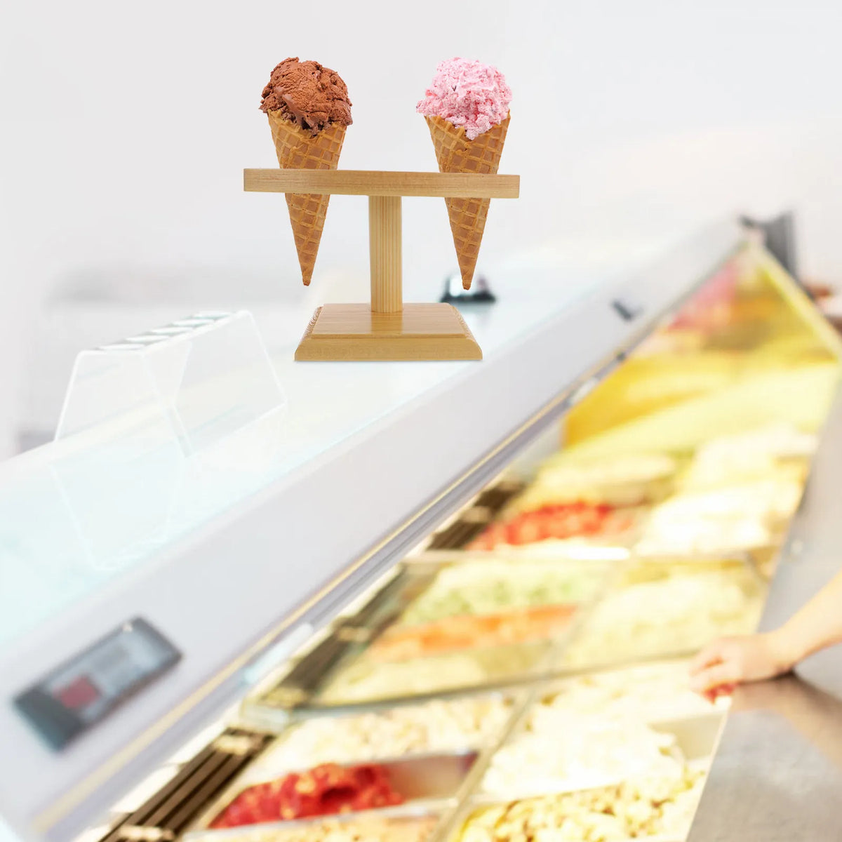 Wooden Ice Cream Cone & Sushi Hand Roll Display Stand Rack Food Display Rack SWANS