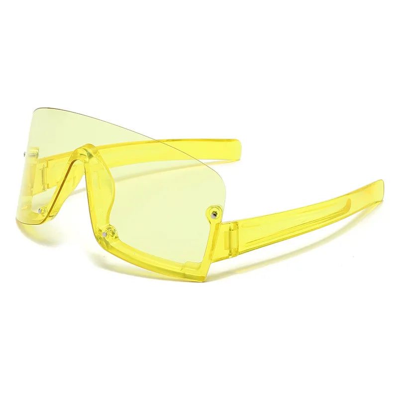 Y2K Rivet Half Frame Sunglasses – Unisex Punk Vintage Goggle Fashion Sunglasses SWANS Yellow