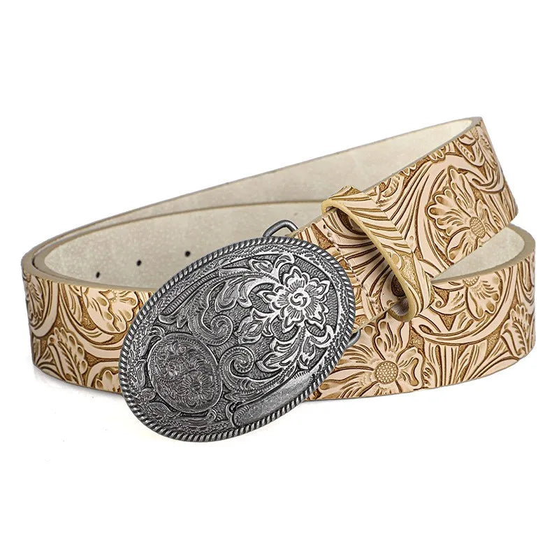 Retro Bohemian PU Belt – Punk Rock Y2K Unisex Fashion Belt Fashion Belt SWANS khaki 130cm