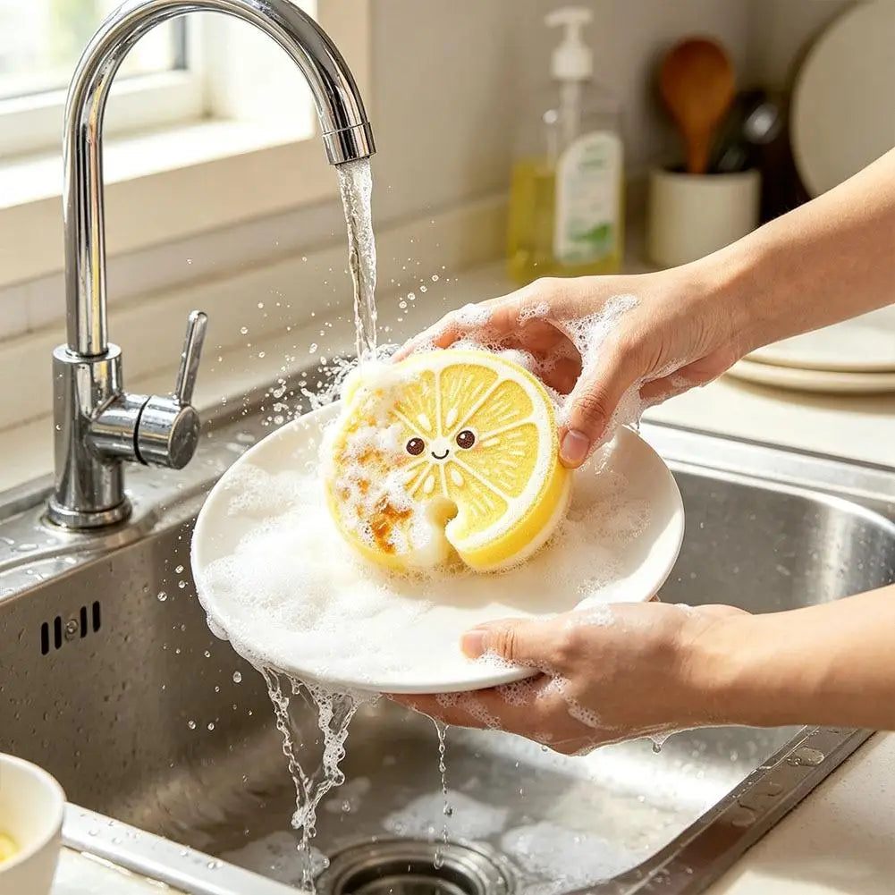 SWANS Fruit-Shaped Wood Pulp Sponge Dishwashing Set 3-Pack Dishwashing Sponge Set SWANS