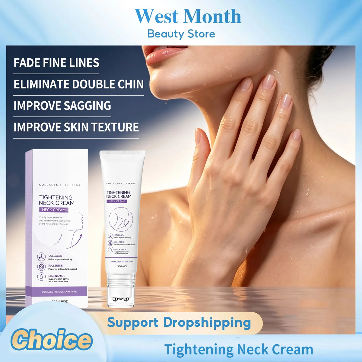 Firming Neck Cream with Massage Roller – Smooth & Moisturize Neck Firming Cream SWANS