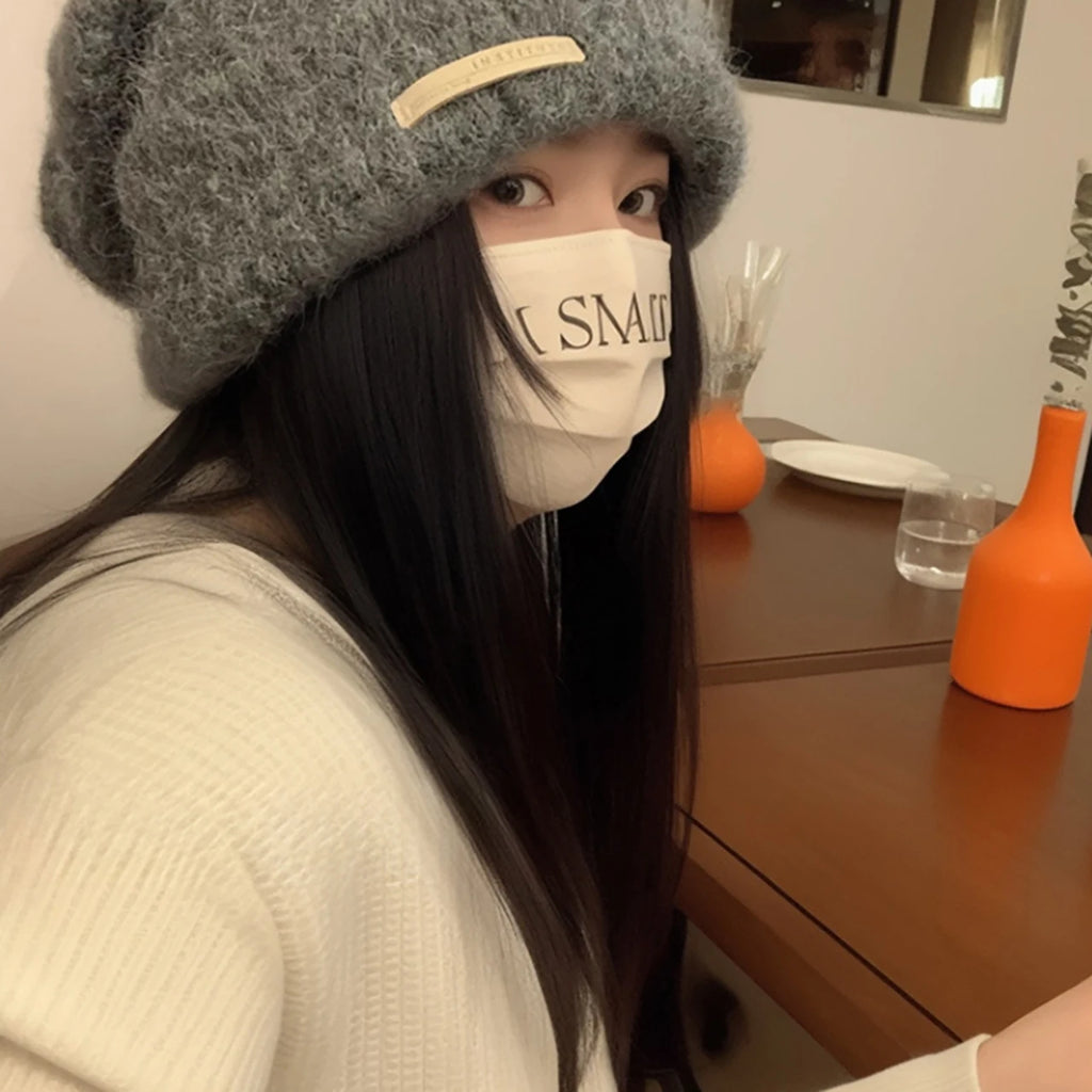 Women's Knitted Beanie Hat – Warm Solid Color Winter Cap Knitted Beanie Hat SWANS