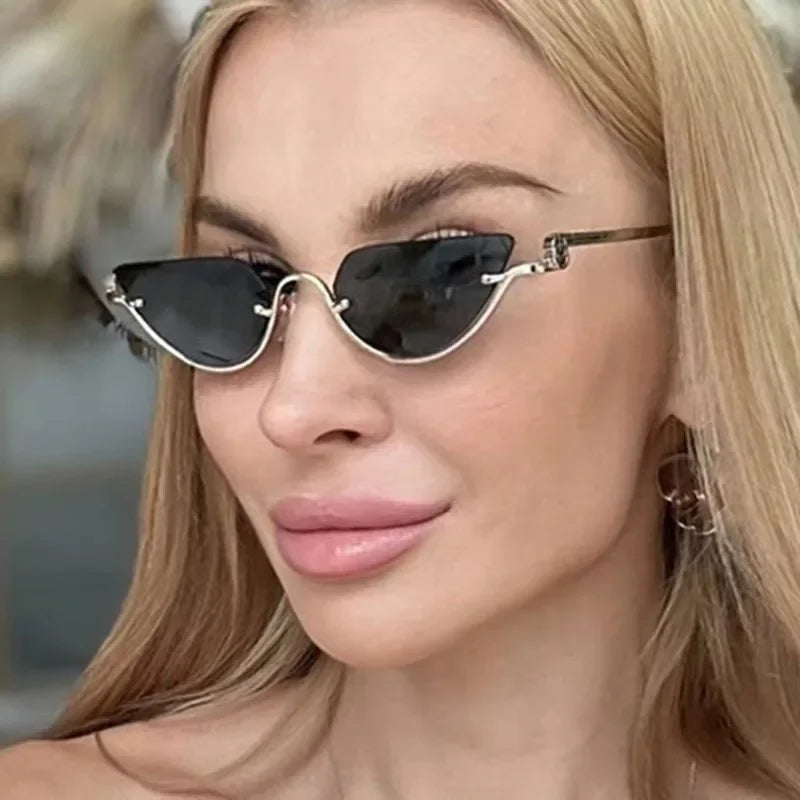 TOYEARN Cat Eye Sunglasses Women – Vintage UV400 Half Frame Cat Eye Sunglasses SWANS