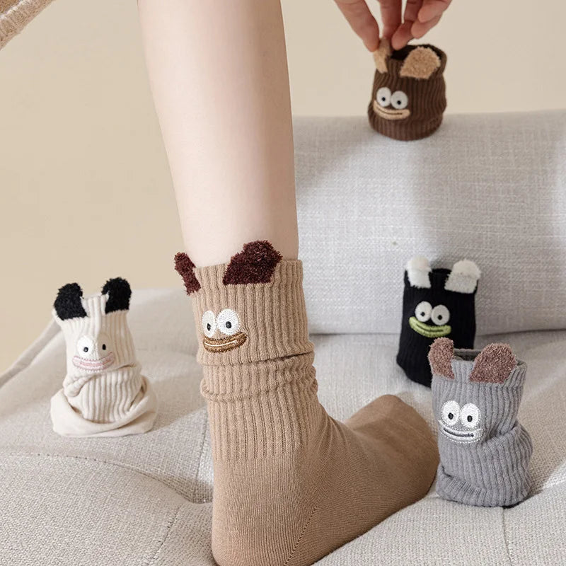 Cartoon Cotton Mid-Tube Socks for Women – Warm & Breathable Women's Cotton Socks SWANS