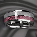 8MM Agate Stone Inlay Stainless Steel Ring – Unisex Band Stone Inlay Ring SWANS Silver 9