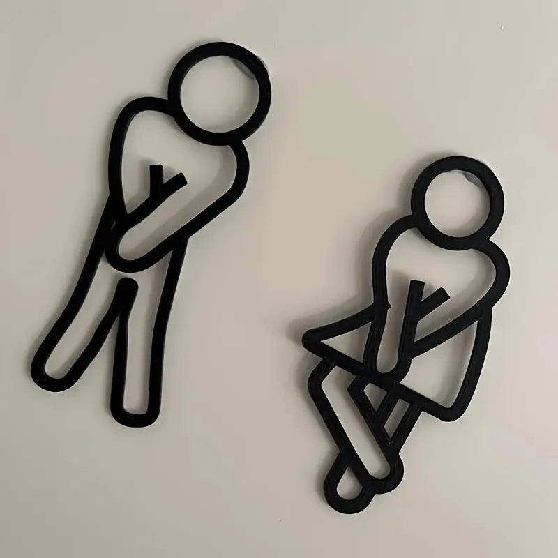 Funny Acrylic Restroom Signs Men & Women – 2-Pack Door Decor Restroom Door Signs SWANS