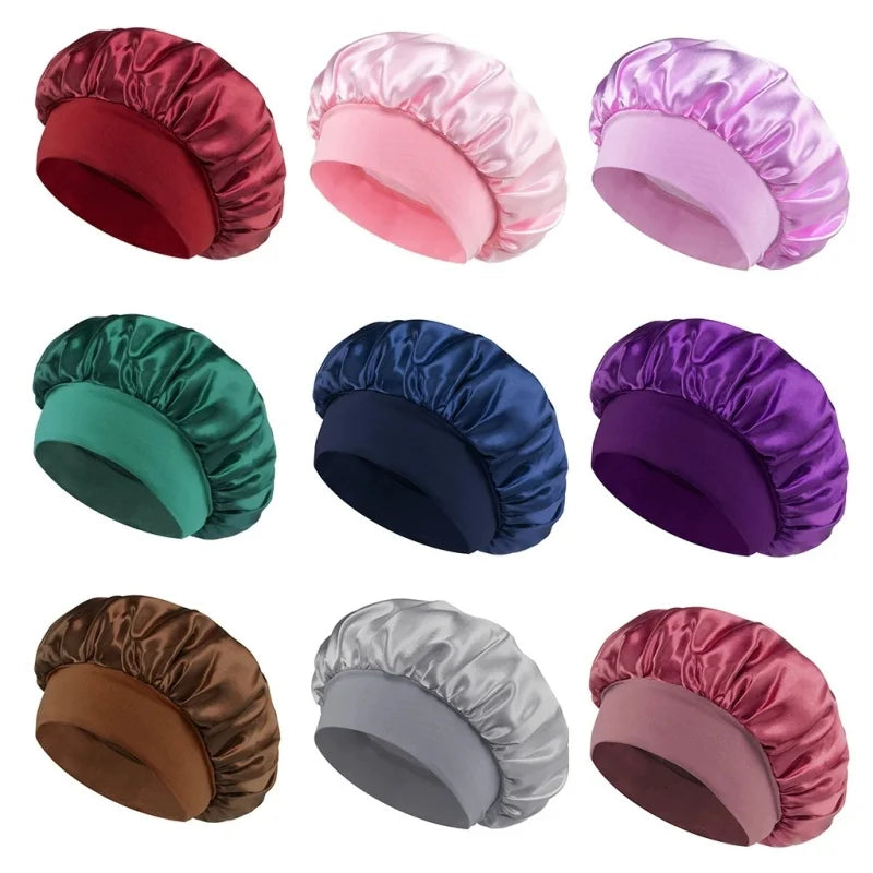 Satin Sleep Bonnet for Natural Curly Hair – Women's Silk Cap Satin Sleep Bonnet SWANS