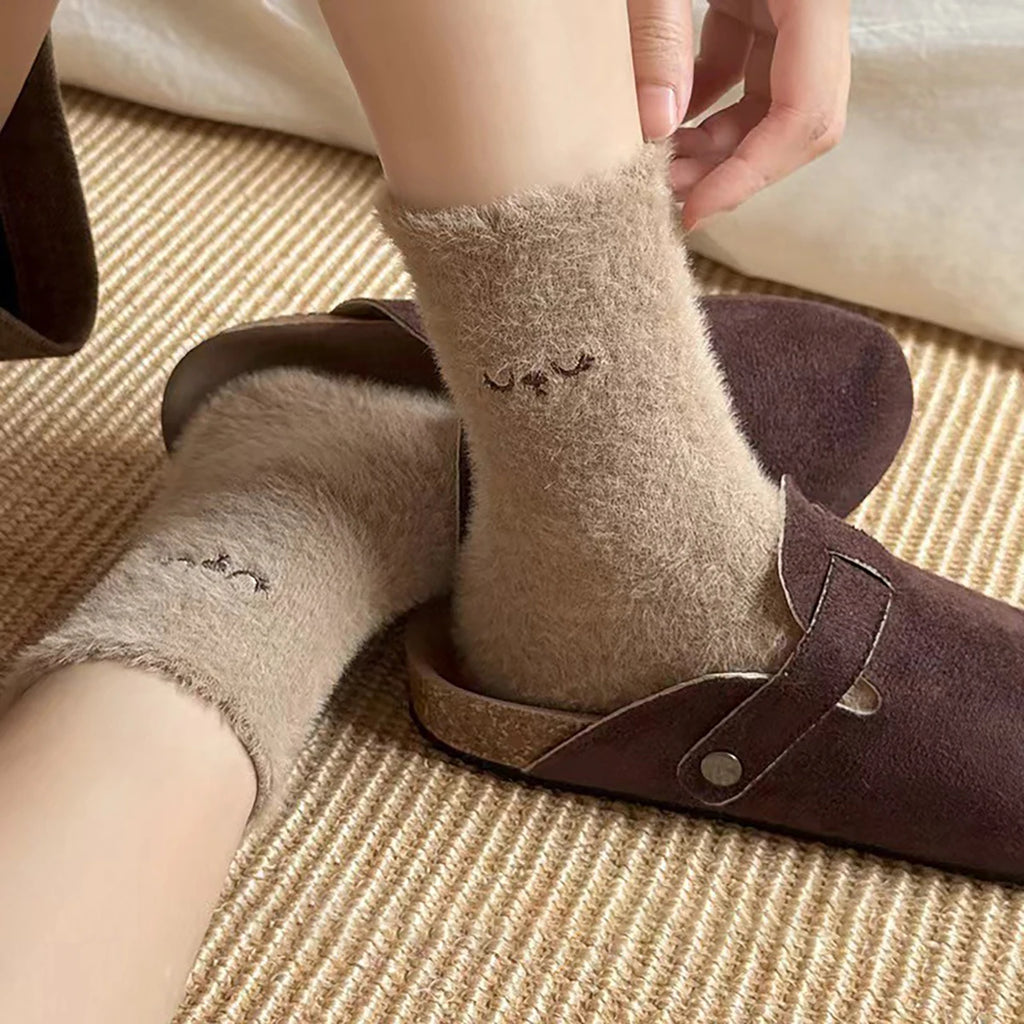 Women's Thick Plush Faux Mink Fur Socks – Cozy Winter Floor Socks Plush Winter Socks SWANS