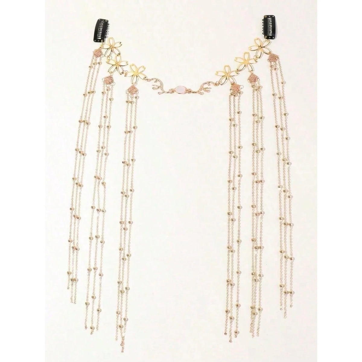 Women's Gold Tassel Head Chain – Bohemian Beaded Headpiece Beaded Head Chain SWANS