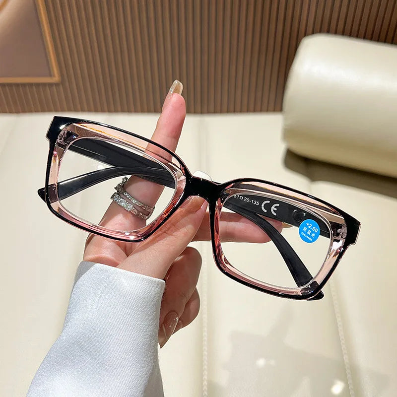 Vintage Square Anti Blue Light Reading Glasses +1.0–4.0 | TOYEARN Reading Glasses SWANS +300 Pink Black