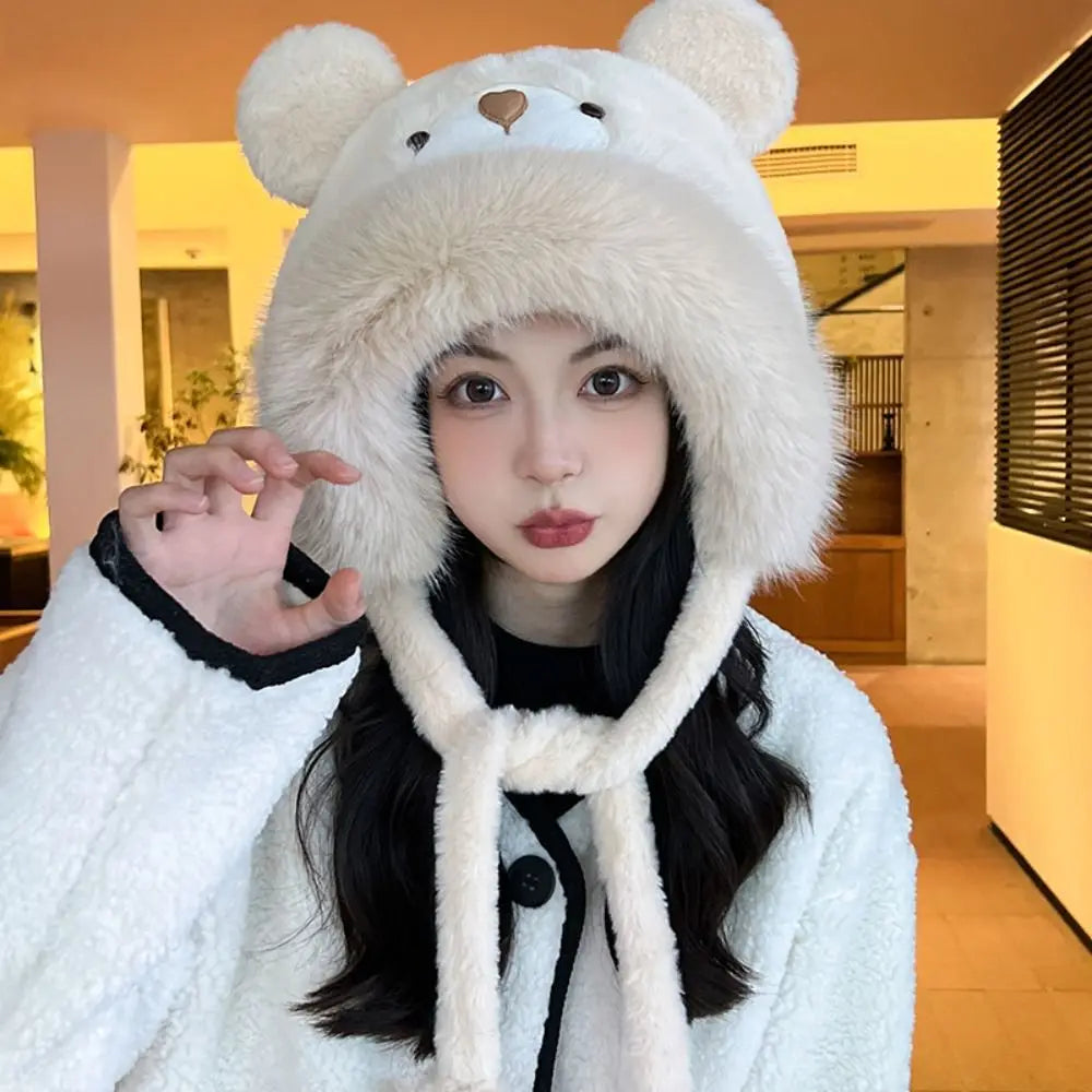 Cute Bear Ears Winter Hat – Windproof Warm Earflap Bonnet Winter Earflap Hat SWANS