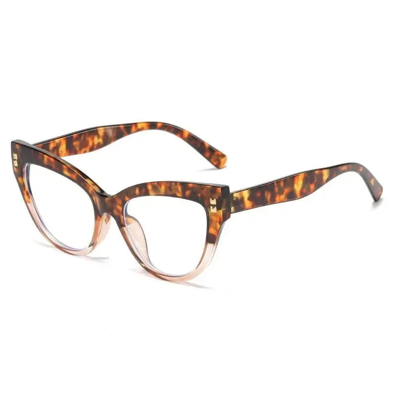 TOYEARN Cat Eye Reading Glasses – Blue Light Blocking Women Reading Glasses SWANS Leopard Tea +100