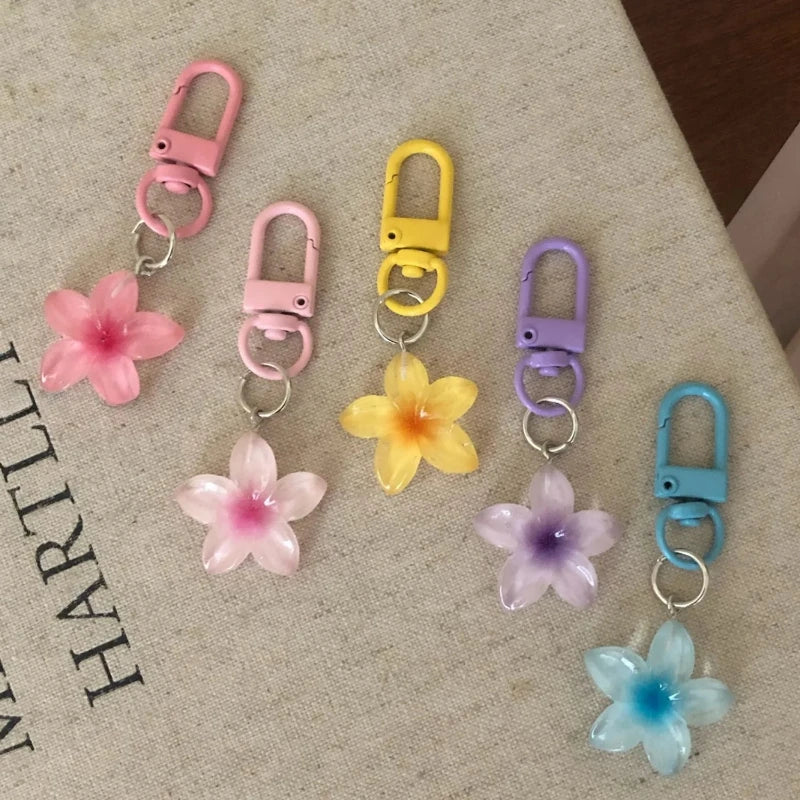 Transparent Floral Keychain – Cute Aesthetic Key Holder Charm Fashion Keychain SWANS 5-piece set
