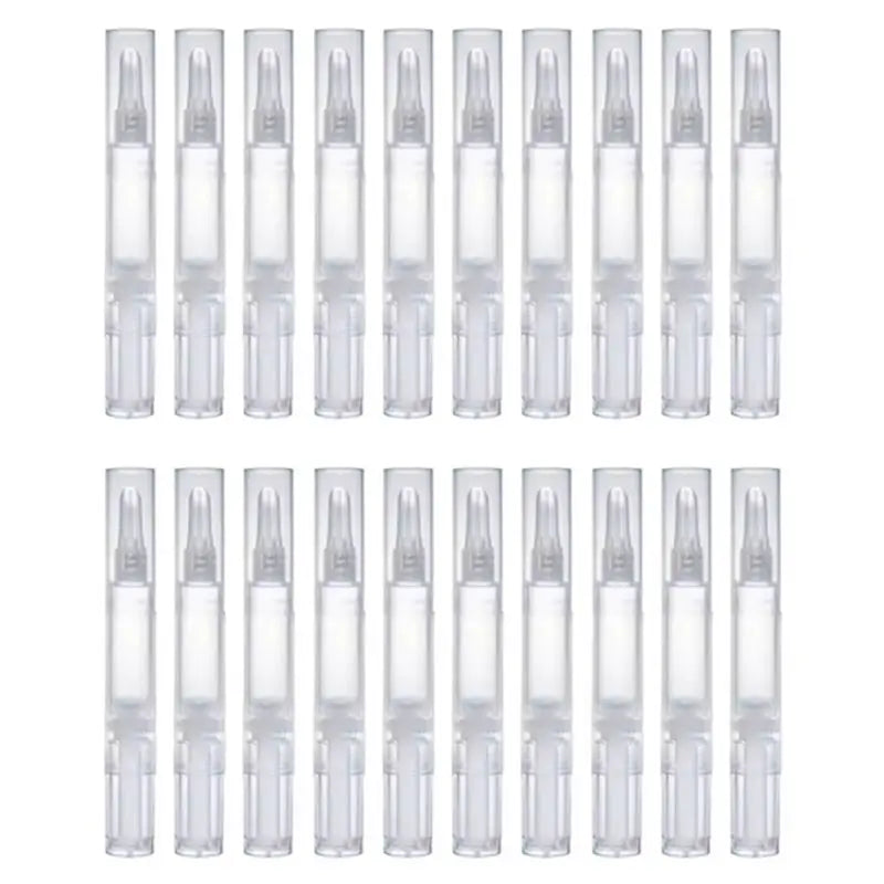 20-Pack 5ML Refillable Twist Lip Gloss Tubes w/ Silicone Brush Cosmetic Applicator Pen SWANS White