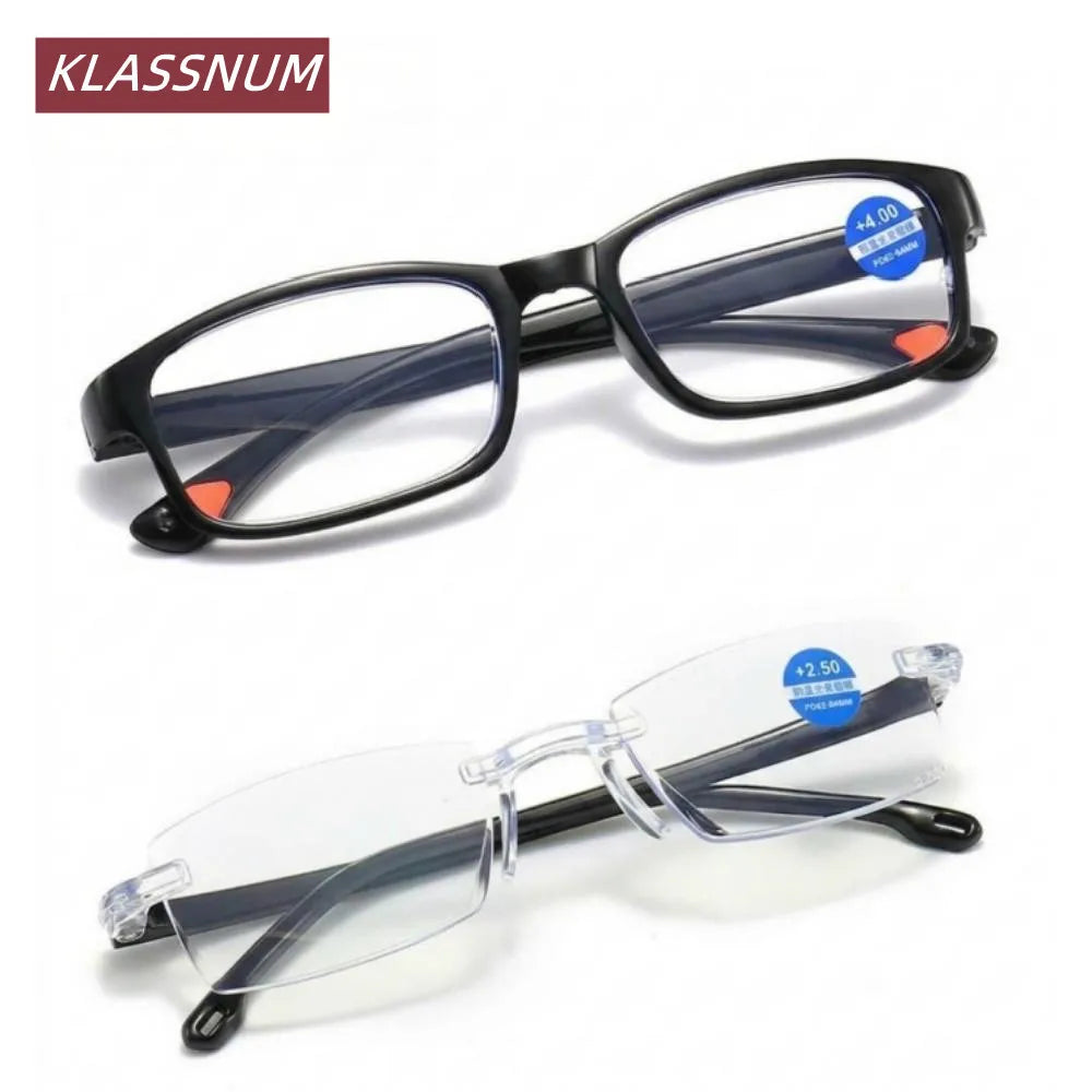 KLASSNUM Blue Light Blocking Reading Glasses – Rectangular PC Frame Reading Glasses SWANS