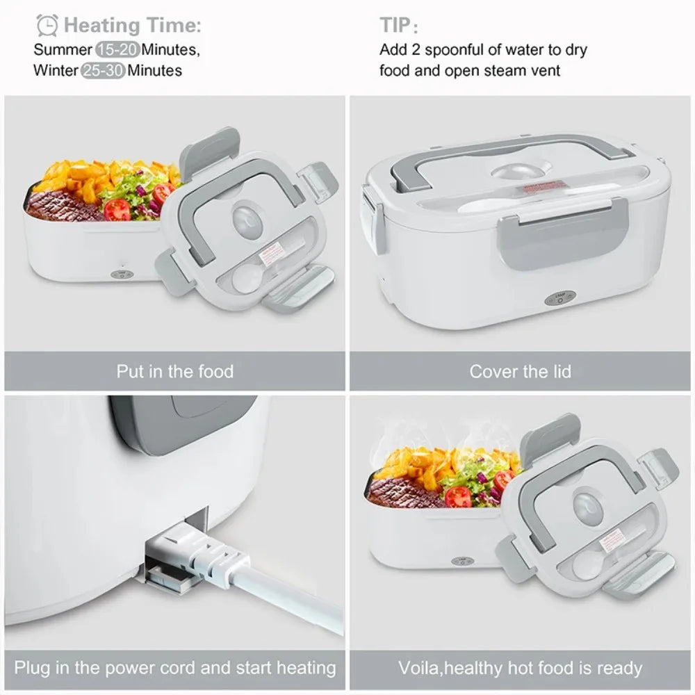 SWANS 3-in-1 Electric Lunch Box Warmer 12V 24V 110V Portable Electric Lunch Box SWANS