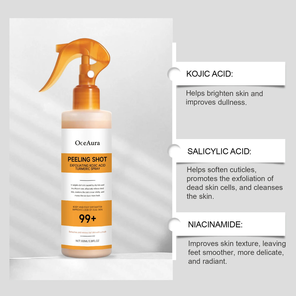 Kojic Acid Turmeric Spray Serum – Exfoliating & Firming Face Serum Spray SWANS