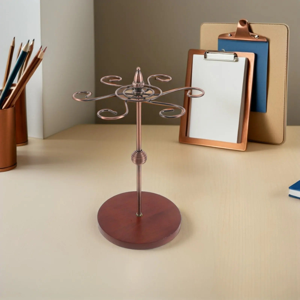 Rotating Wood Medal Display Stand – 360° Tabletop Rack Medal Display Stand SWANS