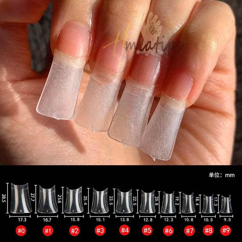 Transparent Coffin Press-On False Nail Tips 60pcs | Clear Press-On Nail Tips SWANS Half duck