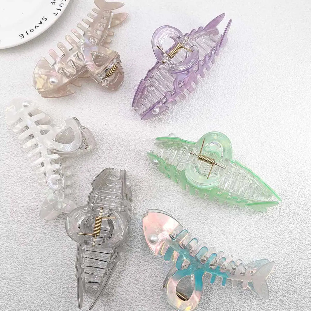 Y2K Fishbone Shark Hair Claw Clips – Colorful PVC Accessories Hair Claw Clips SWANS