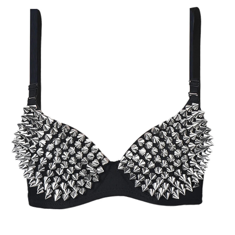 Women's Rhinestone Sequined Wire-Free Bra Top | Spike Studs Fashion Bra Top SWANS