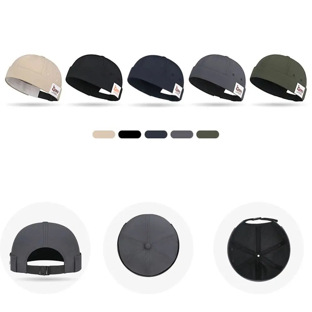 Retro Brimless Docker Cap – Adjustable Breathable Skullcap Docker Cap Hat SWANS