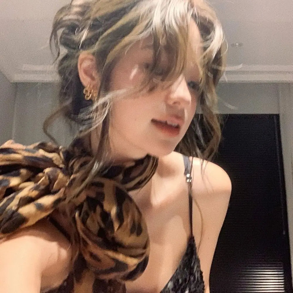 Women's Leopard Print Scarf – Soft Thin Long Silk-Feel Wrap Fashion Scarf SWANS