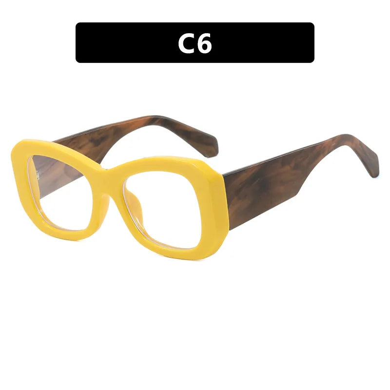 Y2K Big Frame Punk Sunglasses – UV400 Wide Leg Vintage Shades Fashion Sunglasses SWANS Yellow Clear As the picture