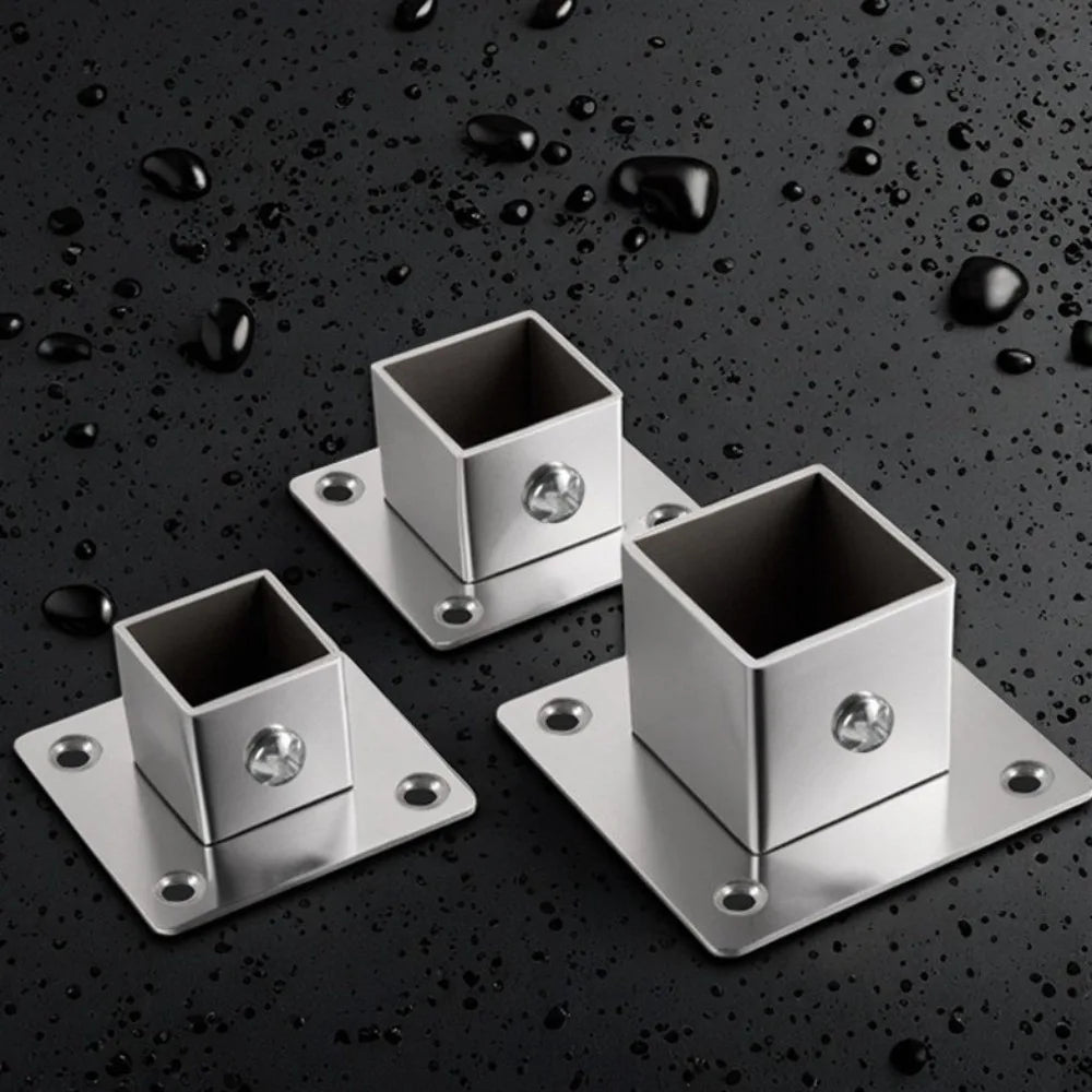 Stainless Steel Square Tube Connector Flange Base 20–40mm Tube Connector Bracket SWANS