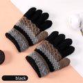 Kids Warm Knitted Full Finger Gloves & Mittens – Girls & Boys Kids Winter Gloves SWANS black