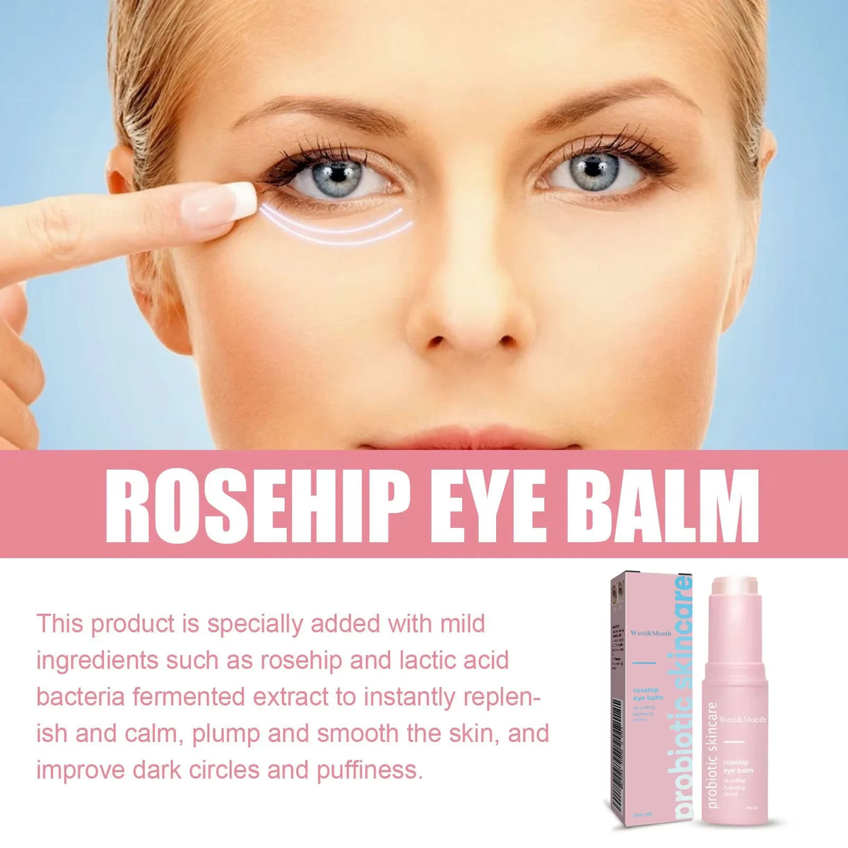 WEST MONTH Rosehip Eye Balm Stick – Moisturizing & Firming Eye Balm Stick SWANS