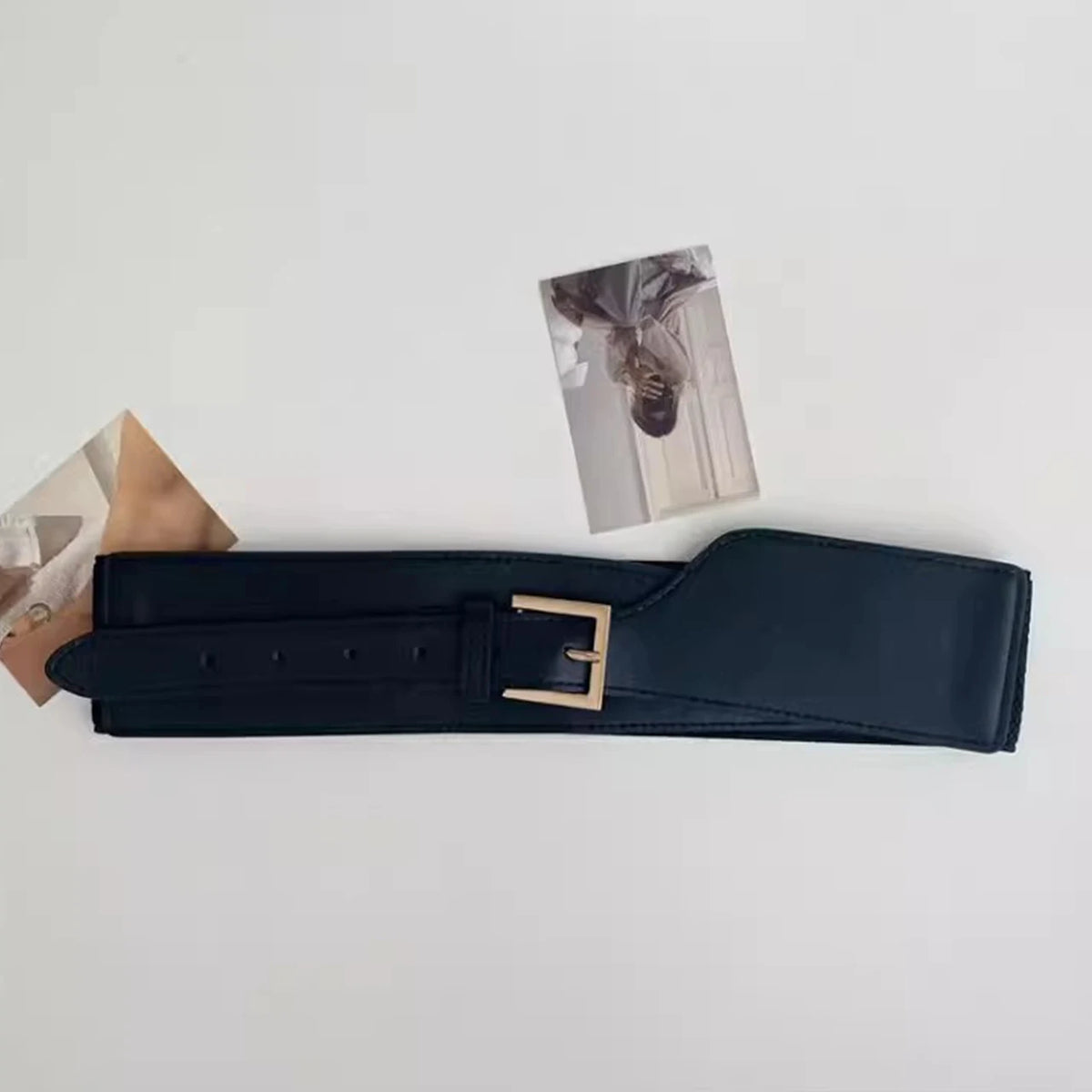 Women's Wide Elastic Corset Belt – PU Leather Waistband Wide Corset Belt SWANS