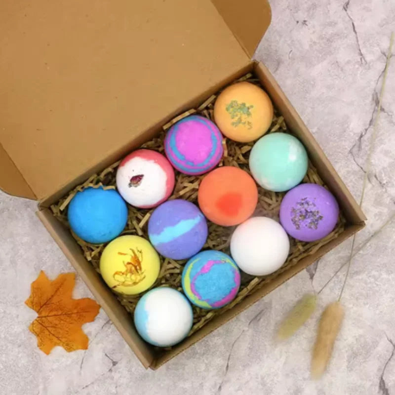 12-Pack Essential Oil Bath Bombs – Exfoliating & Moisturizing Bath Bombs Set SWANS
