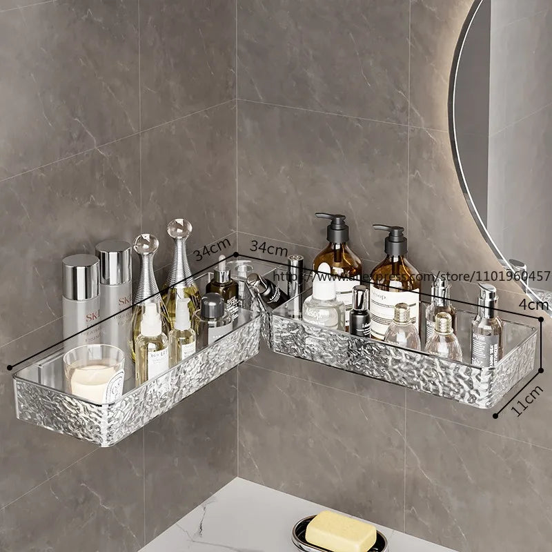 Punch-Free Corner Bathroom Shelf – Wall-Mounted Organizer Bathroom Corner Shelf SWANS