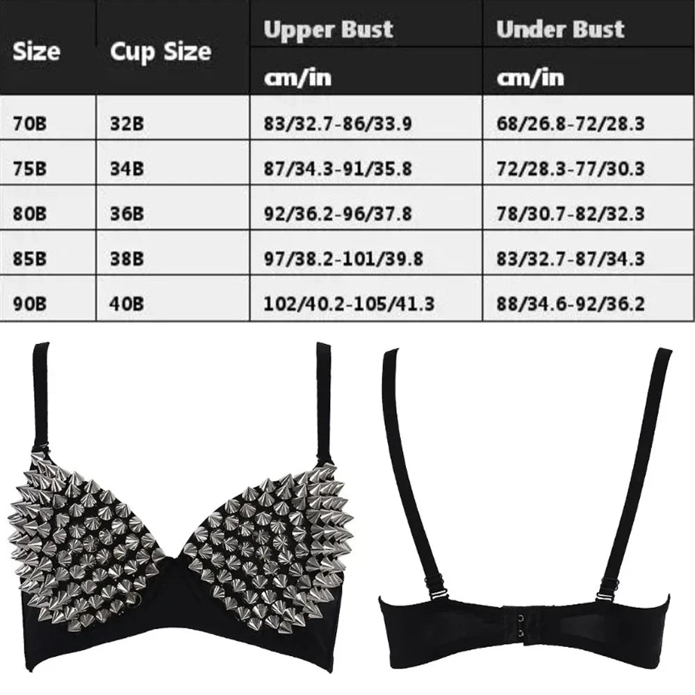 Women's Rhinestone Sequined Wire-Free Bra Top | Spike Studs Fashion Bra Top SWANS
