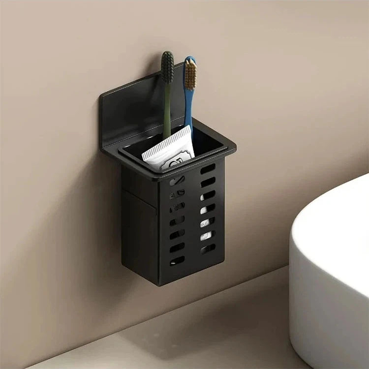 Wall Mounted Storage Box – Kitchen & Bathroom Organizer Wall Storage Organizer SWANS black 1pc