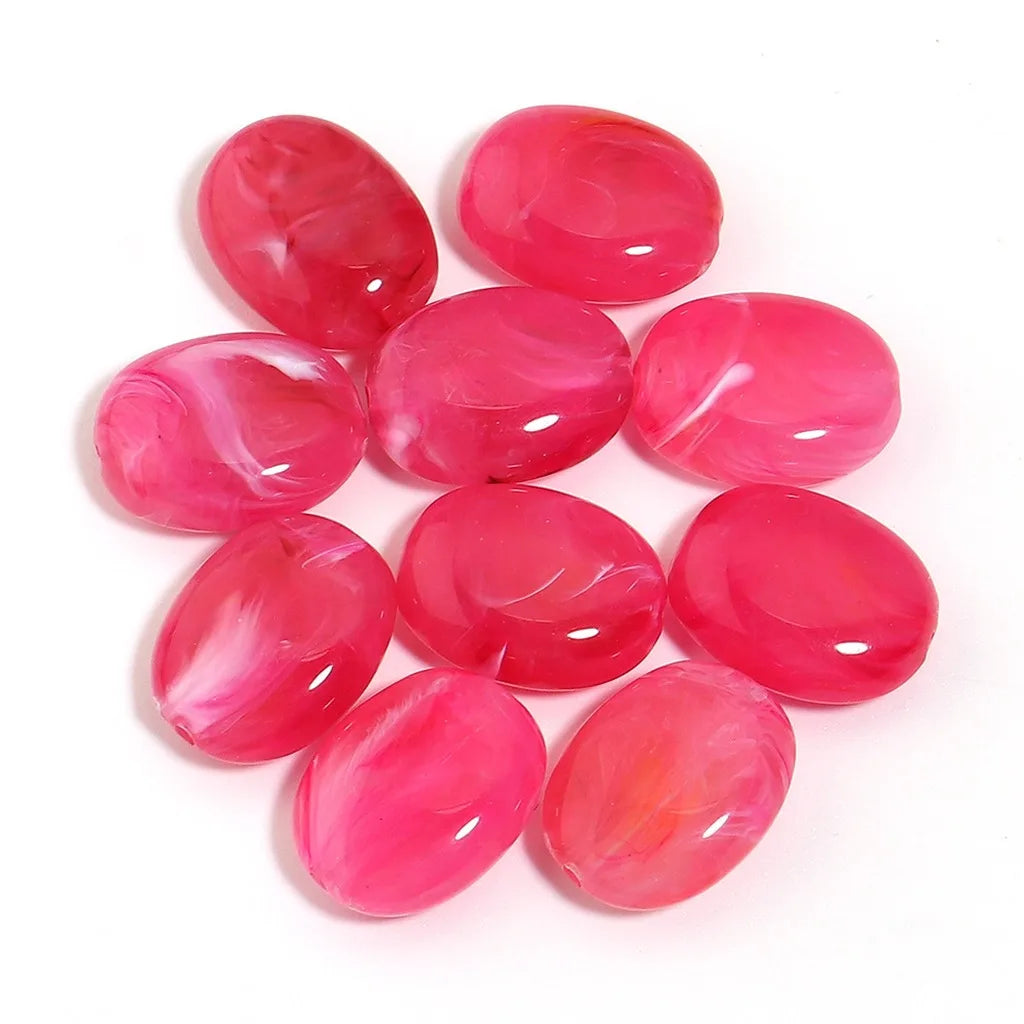 Acrylic Imitation Jade Flat Oval Beads – 20pc DIY Jewelry Pack