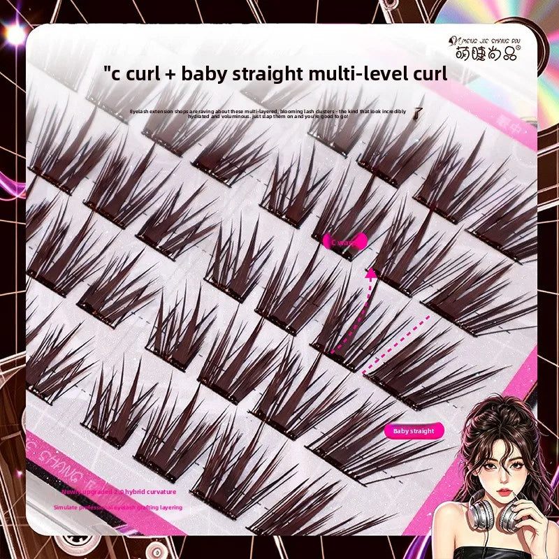 Glue-Free Double Layer Cluster Lashes – Manga Winged Style False Eyelashes SWANS