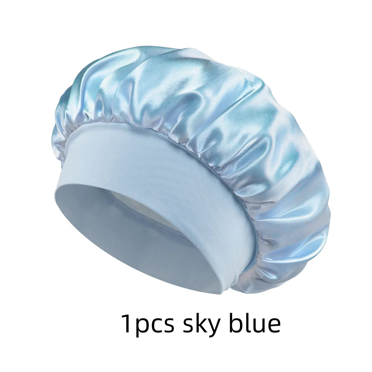 Satin Sleep Bonnet for Natural Curly Hair – Women's Silk Cap Satin Sleep Bonnet SWANS 1pcs sky blue