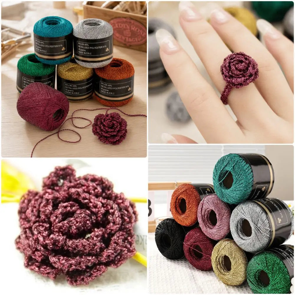 Metallic Gold Silver Weaving Thread 1mm 120M DIY Craft Yarn Metallic Craft Thread SWANS