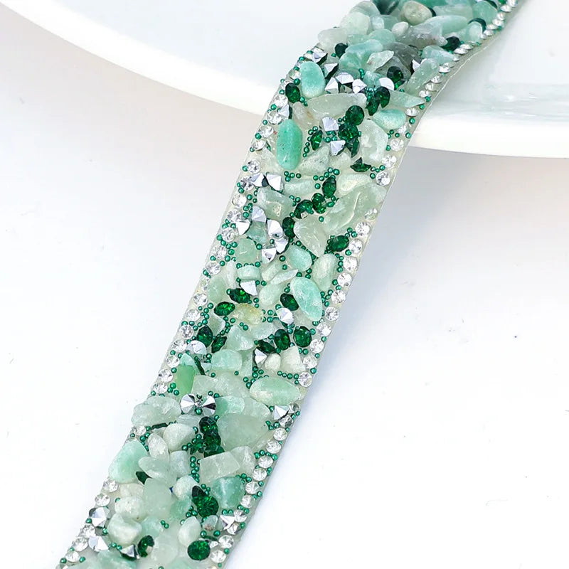 Self-Adhesive Rhinestone Ribbon Tape Glitter Trim Strip 1 Yard Rhinestone Trim Tape SWANS Green 3cm