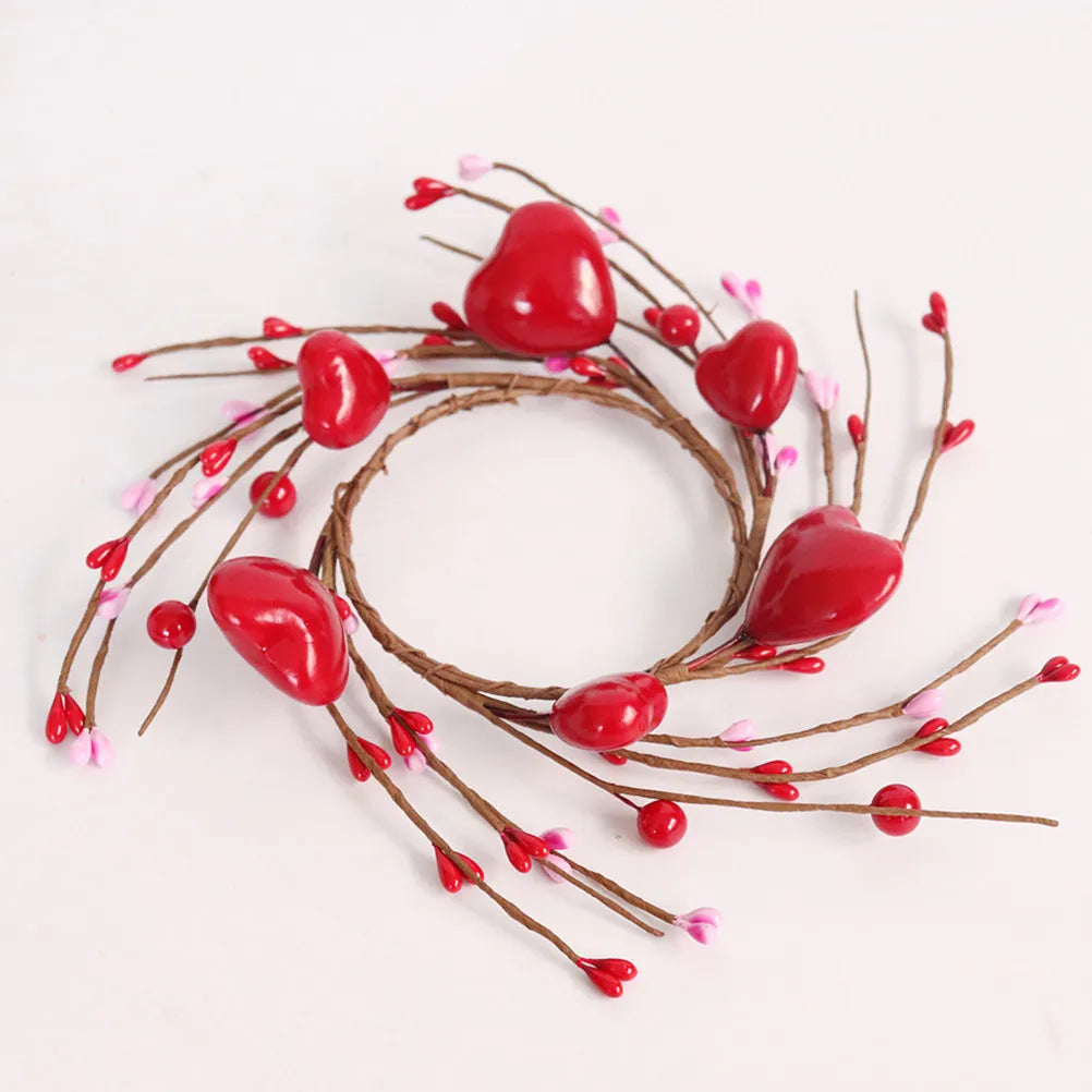 2-Pack Red Berry Heart Ring Tealight Holders | Festive Décor Festive Candle Ring SWANS