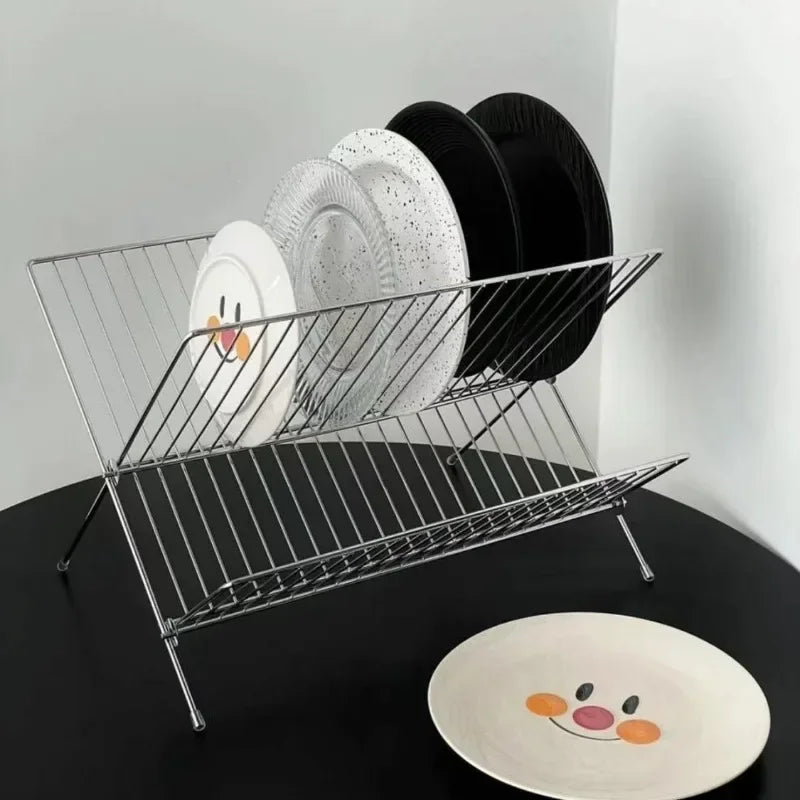 SWANS Foldable Stainless Steel Dish Drying Rack | Kitchen Organizer Dish Drying Rack SWANS silver